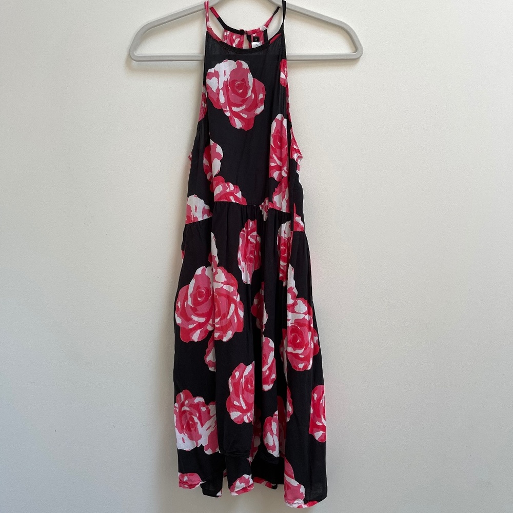 AVA SKY Rare Print Watercolor Rose dress S